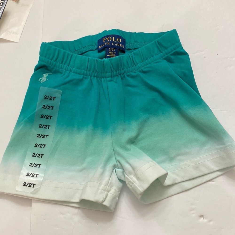 Polo children’s green ombré shorts 93% cotton 7% elastin shorts elastic  new